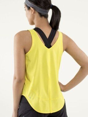 Lululemon Run: Featherweight Singlet Sizzle Neon Bright Yellow Tank Top Size 10